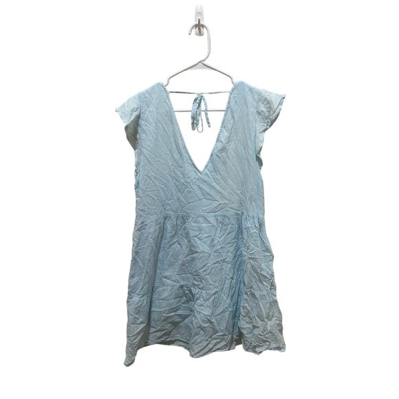 Abercrombie and Fitch Blue Linen Sundress Size Medium Tall - Picture 5 of 6